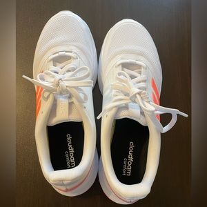 Adidas Women’s Nova Flow Sneaker - white with orange strips - size 9.5